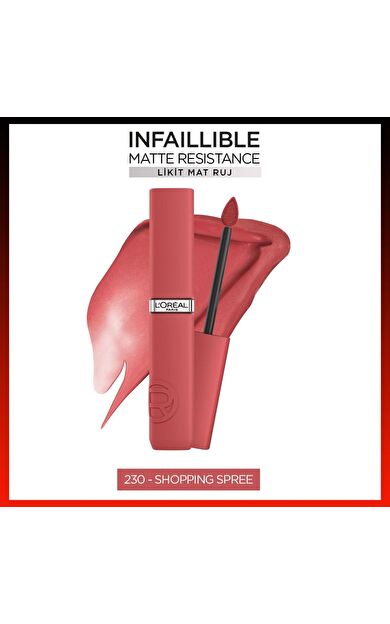 L'Oréal Paris Infaillible Matte Resistance Likit Mat Ruj - 230 Shopping Spree