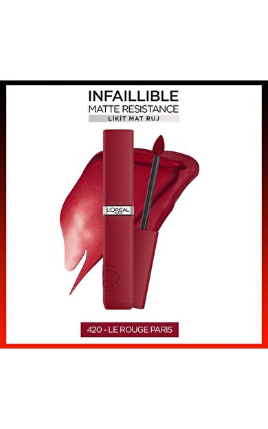 L'Oréal Paris Infaillible Matte Resistance Likit Mat Ruj - 420 Le Rouge Paris
