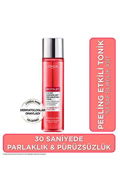 L'Oréal Paris Revitalift Parlak&amp;Pürüzsüz, Koyu Leke Karşıtı Peeling Etkili Tonik, %5 Saf Glikolik Asit 180 ml