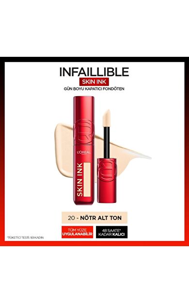 L'Oréal Paris Skin Ink Gün Boyu Kapatıcı Fondöten - Nötr Alt Ton 20