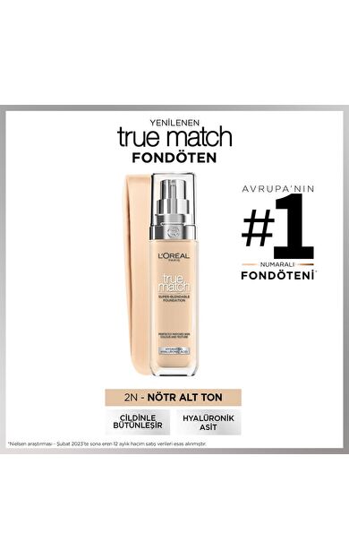 L'Oréal Paris True Match Bakım Yapan Fondöten - 2N Nötr Alt Ton