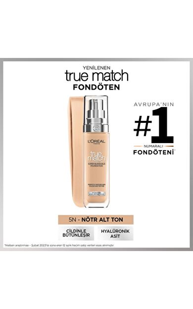 L'Oréal Paris True Match Bakım Yapan Fondöten - 5N Nötr Alt Ton