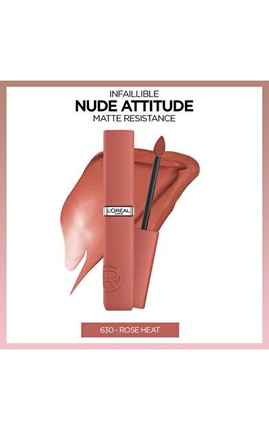 L'Oréal Paris Infaillible Matte Resistance Likit Mat Ruj - 630 Rose Heat
