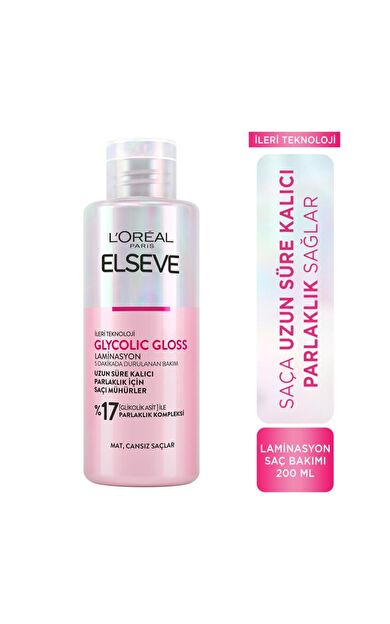 L'Oréal Paris Elseve Glycolic Gloss Parlaklığı Saça Mühürleyen Laminasyon 5 Dakikada Durulanan Bakım 200 ml