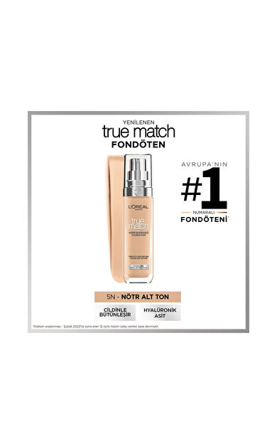 L'Oréal Paris True Match Cilt Bakım Etkili Fondöten 5N Sable/Sand