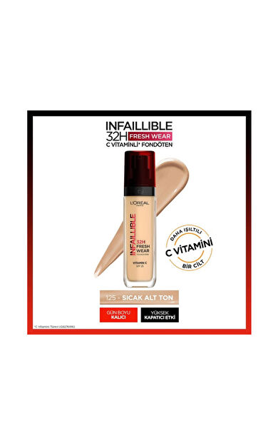 L'Oréal Paris Infaillible 32H Fresh Wear C Vitaminli Fondöten - 125