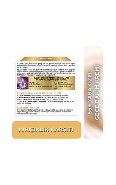 L'Oréal Paris Yaş Uzmanı 50+ Kırışıklık Karşıtı Yenileyici Gece Kremi 50 Ml
