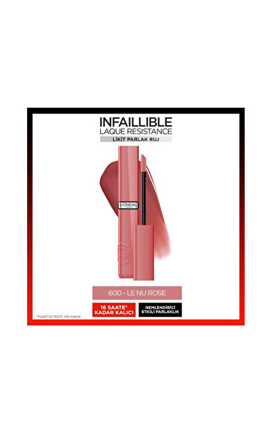 L'Oréal Paris Infaillible Matte Resistance Likit Parlak Ruj 600 Le Nu Rose