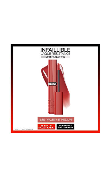 L'Oréal Paris Infaillible Matte Resistance Likit Parlak Ruj 635 Worth It Medium