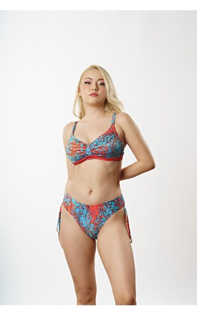 Louren Taşlı Luplu Top Bikini Takımı B1810 Kırmızı