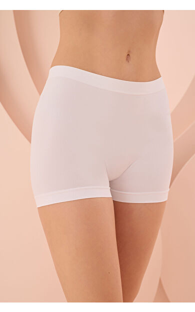 LOYA Beyaz Dikişsiz Mini Şort Külot