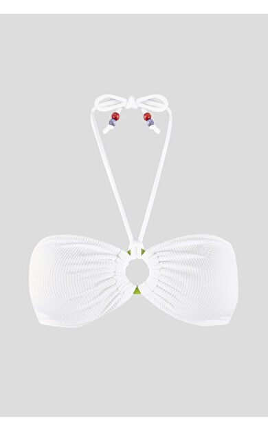 LOYA Beyaz Square Wick Straplez Tek Üst Bikini