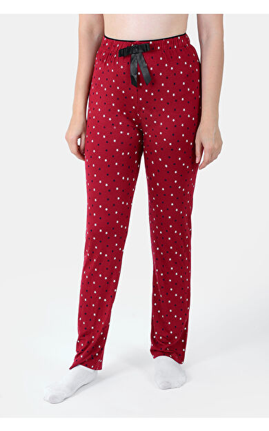 LOYA Bordo Loya Start Yıldız Desenli Pijama Altı