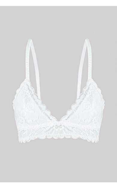 LOYA Ekru Tulipa Güpür Dantelli Desteksiz Sütyen