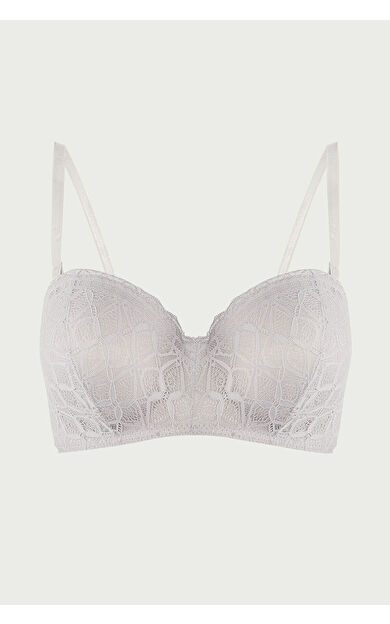LOYA Gri Anna Dantelli Straplez Sütyen