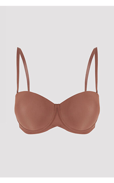 Kahverengi Latina Destekli Straplez Sütyen