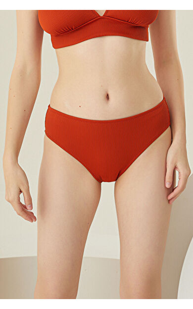 LOYA Kiremit Reps Yüksek Bel Tek Alt Bikini