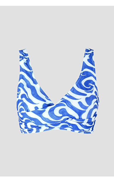 LOYA Lacivert Beyaz Önü Burgulu Sırttan Bağlamalı Tek Üst Bikini