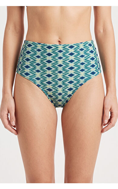 Mavi Azure Yüksek Bel Tek Alt Bikini