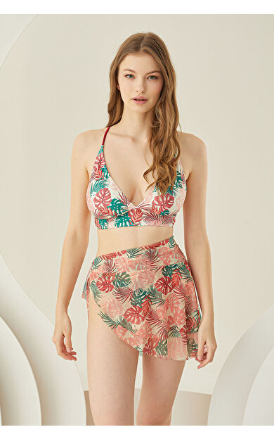 LOYA Renkli Faded Flower Pareo Etek