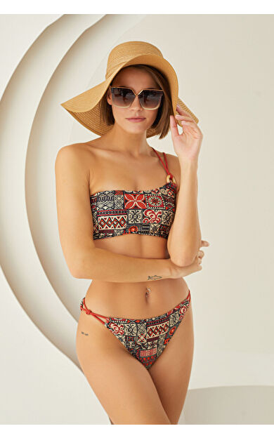 LOYA Renkli Lave Tek Omuz Askılı Tek Üst Bikini