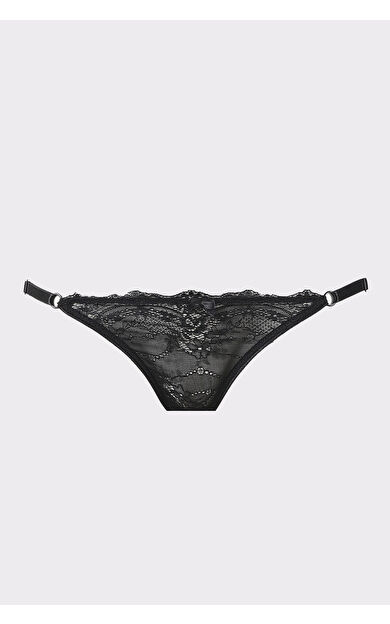 Siyah Selına Ayarlanabilir Dantelli Bikini Külot
