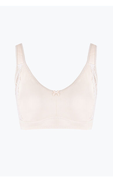 Taş Rengi Dantel Detaylı Toparlayıcı Sütyen