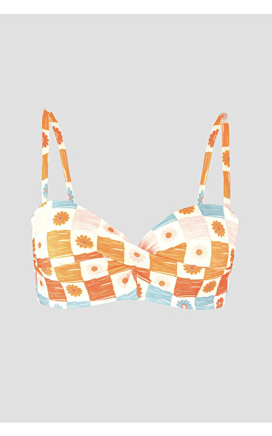 LOYA Turuncu Daisy Forest Straplez Tek Üst Bikini