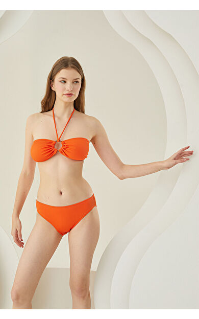 LOYA Turuncu Reps Boyundan Bağlamalı Tek Üst Bikini