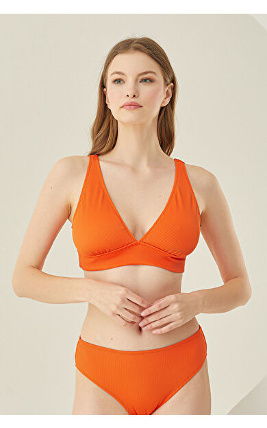 LOYA Turuncu Reps Üçgen Tek Üst Bikini