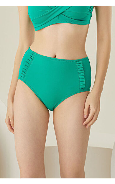 LOYA Yeşil Fırfırlı Yüksek Bel Tek Alt Bikini