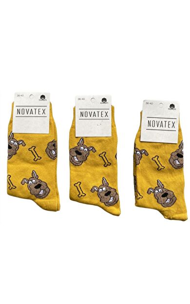 Unisex Eğlenceli Desenli Soket Çorap 6 Adet - Köpek Desen