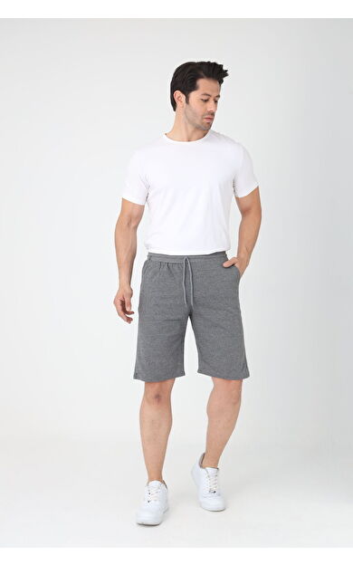 Erkek Pamuklu Penye Şort Regular Fit Şort - Gri
