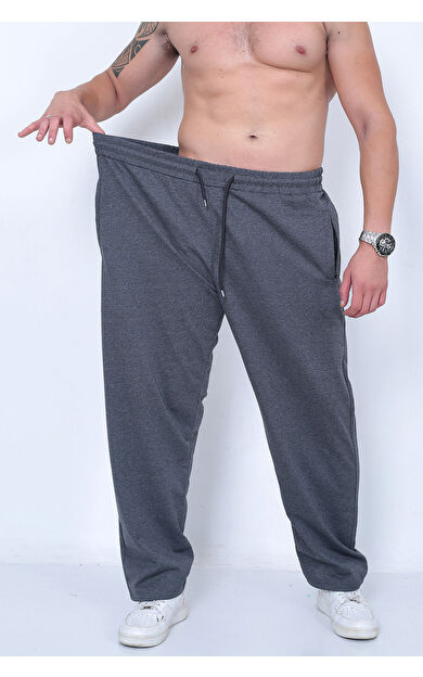 Erkek Pamuklu Büyük Beden Eşofman Altı - Gri