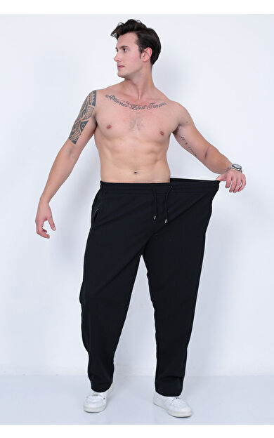 Erkek Pamuklu Büyük Beden Eşofman Altı - Siyah