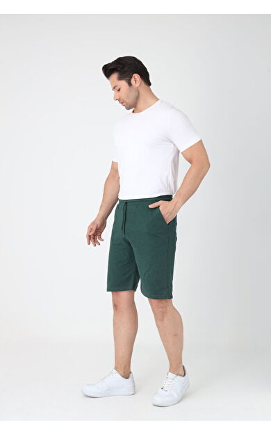 Erkek Pamuklu Penye Şort Regular Fit Şort - Yeşil