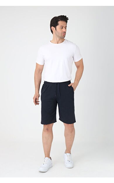Erkek Pamuklu Penye Şort Regular Fit Şort - Lacivert