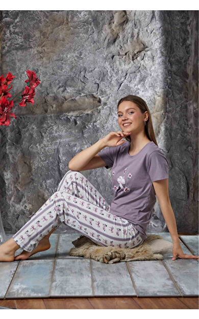 Kısa Kol Pijama Takımı Pamuklu Sıfır Yaka