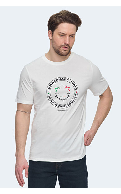 Lumberjack 5M ML RENATO 11ITL414 5FX Erkek Tişört Beyaz