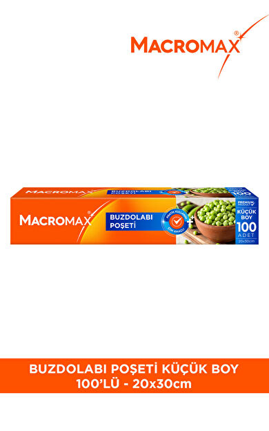 Macro Max Buzdolabı Poşeti Küçük Boy 100 Adet (20X30 Cm), Pratik Saklama ve Dondurucu Poşeti