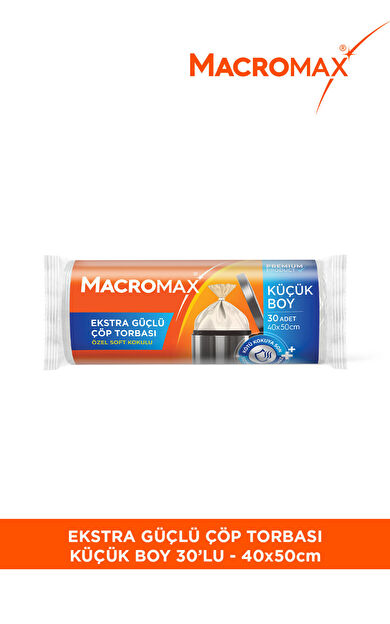 Macro Max Ekstra Güçlü Çöp Torbası Küçük Boy 50 Adet Dayanıklı Kalın Yırtılmaz Poşet