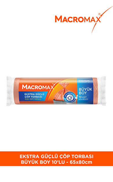 Macro Max Ekstra Güçlü Çöp Torbası Büyük Boy (65X80 Cm), Soft Kokulu 10 Adet
