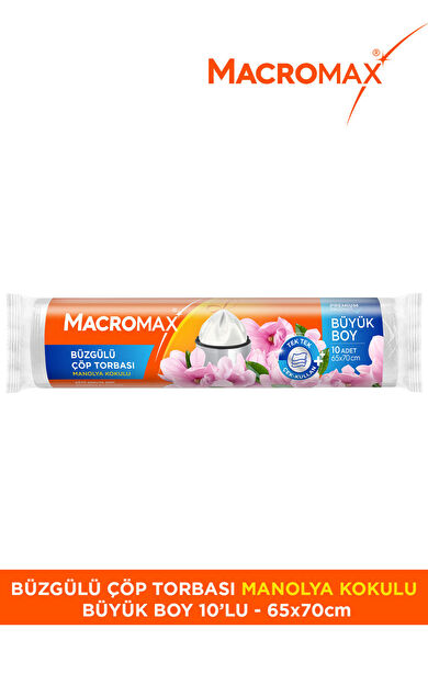Macro Max Büzgülü Manolya Kokulu Çöp Torbası Büyük Boy Kokulu Çöp Poşeti