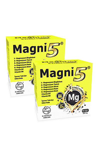 Magni5 Magnezyum Vitamin D3 B6 İçeren Takviye Edici Gıda 2 x 90 Kapsül