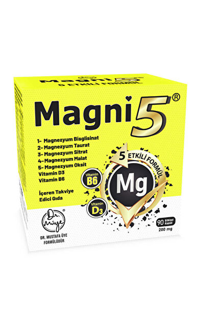 Magni5 Magnezyum Vitamin D3 B6 İçeren Takviye Edici Gıda 90 Kapsül