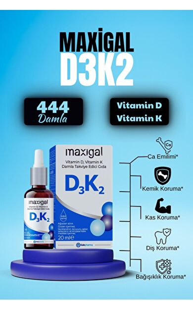 Maxigal D3 + K2 Takviye Edici Gıda 20 ml