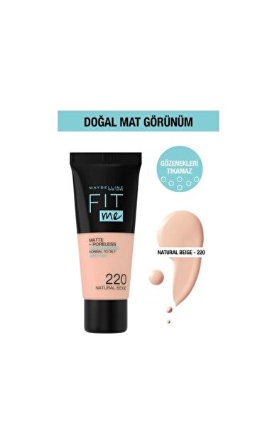 Maybelline New York Fit Me Matte+Poreless Fondöten 220 Natural Beige