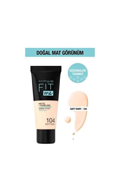 Maybelline New York Fit Me Matte Poreless Fondöten 104 Soft Ivory