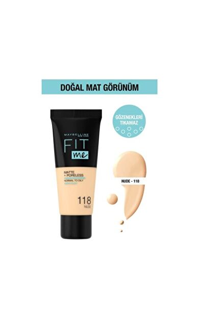 Maybelline New York Fit Me Matte Poreless Fondöten 118 Nude