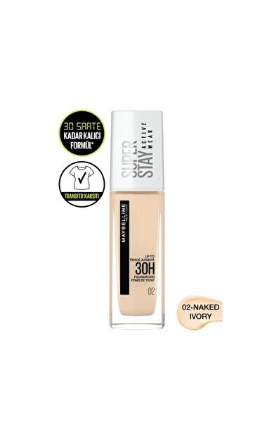 Maybelline New York Super Stay  Active Wear 30H Fondöten 02 Naked Ivory